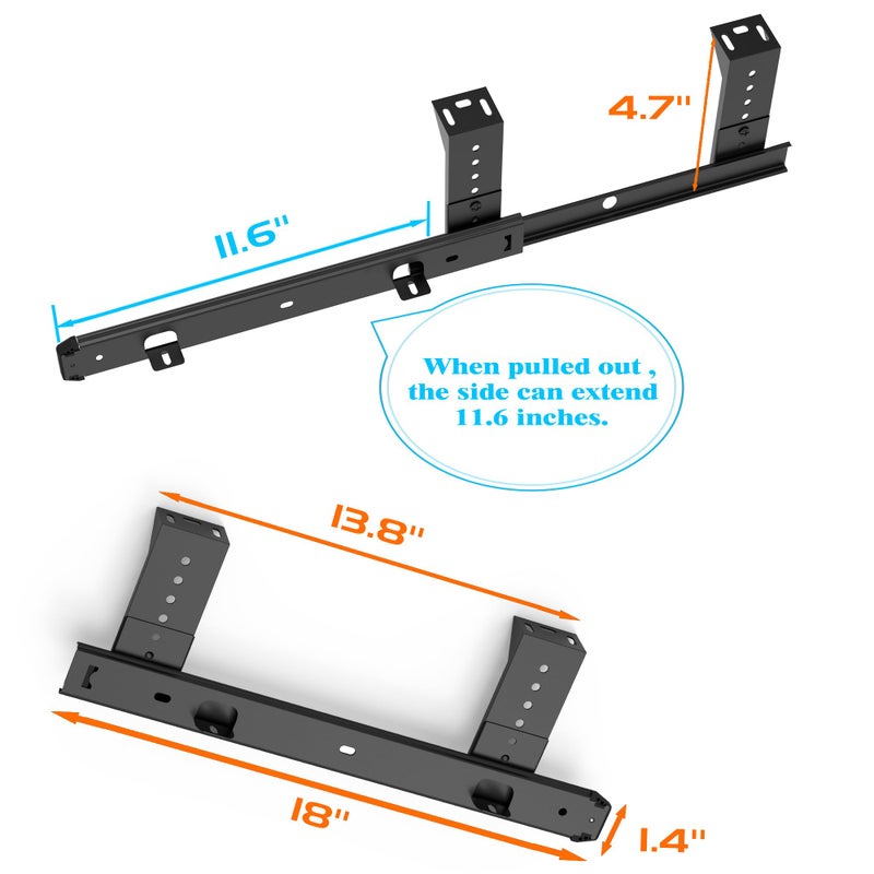 FRMSAET Heavy Duty 12/14/16/18 inches Thickness Steel Construction Ball Bearing Keyboard Slides Keyboard Drawer Slides Tray Accessories Cabinet Furniture Hardware Rails (18 inches, Black) - Image 4